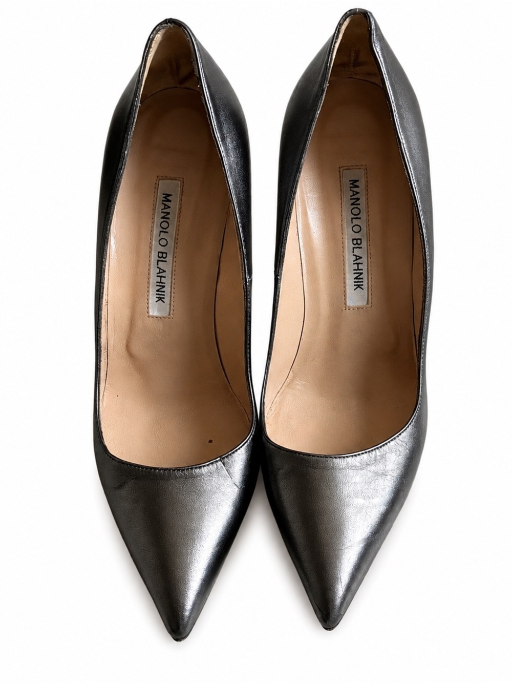 Manolo Blahnik Metallic Silver Heels
